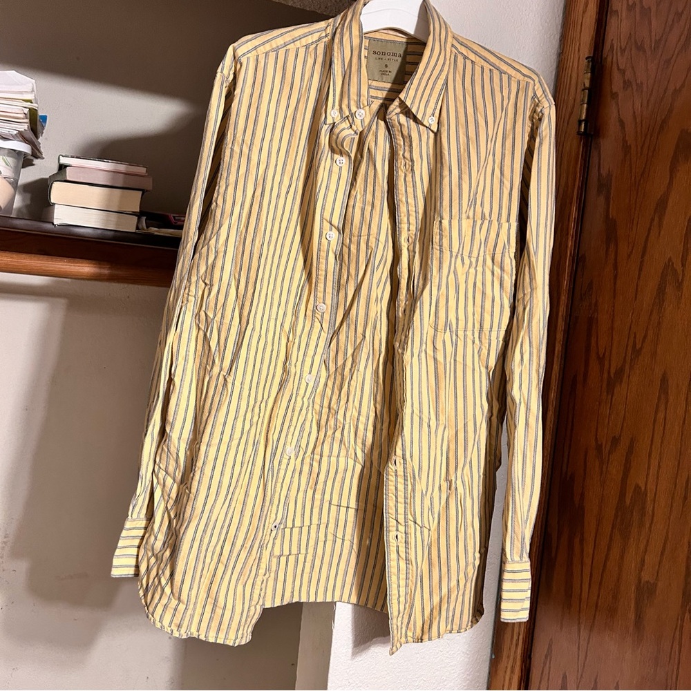 Yellow Stripe Button Down Blouse - image 1
